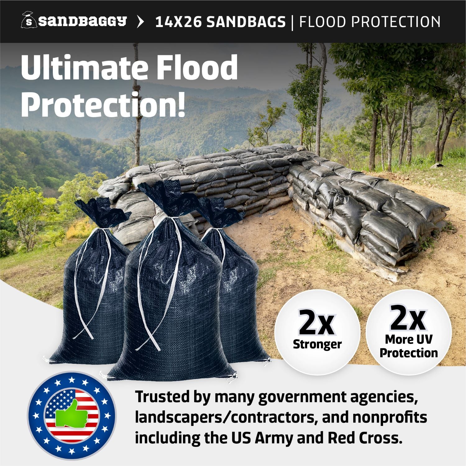 Sandbag Basic Pre Filled Heavy Duty Sandbags (Black) - 30 lbs. Each – Sandbaggy