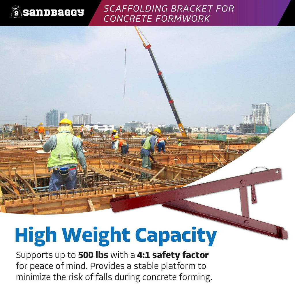 wall scaffolding brackets 500 lb weight capacity, 4:1 safety factor