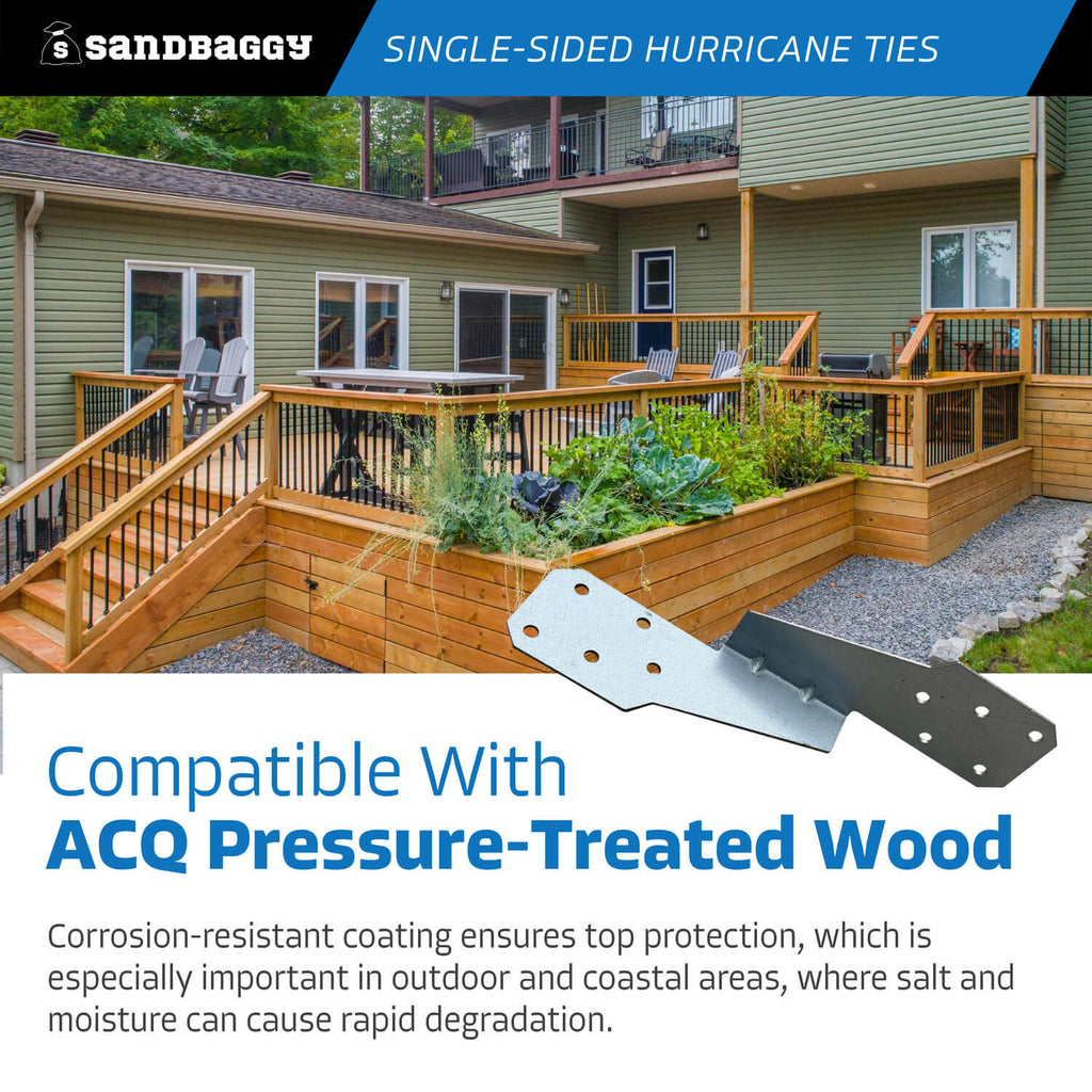 single-sided hurricane ties - acq pressure treated wood compatible