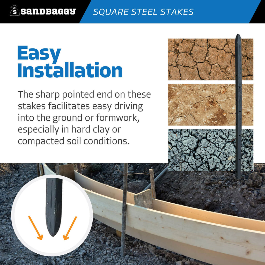 heavy duty square concrete stakes