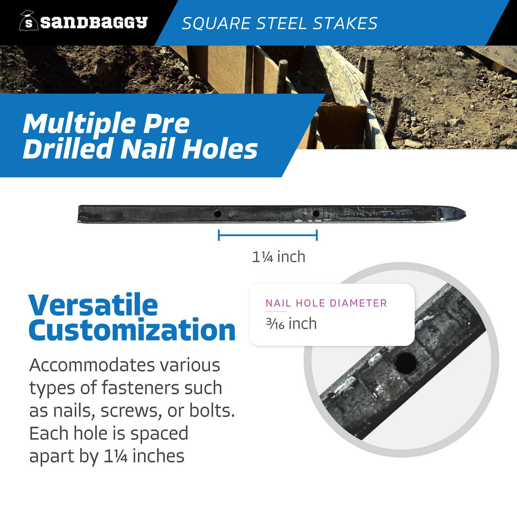 square concrete stakes  with pre drilled nail holes