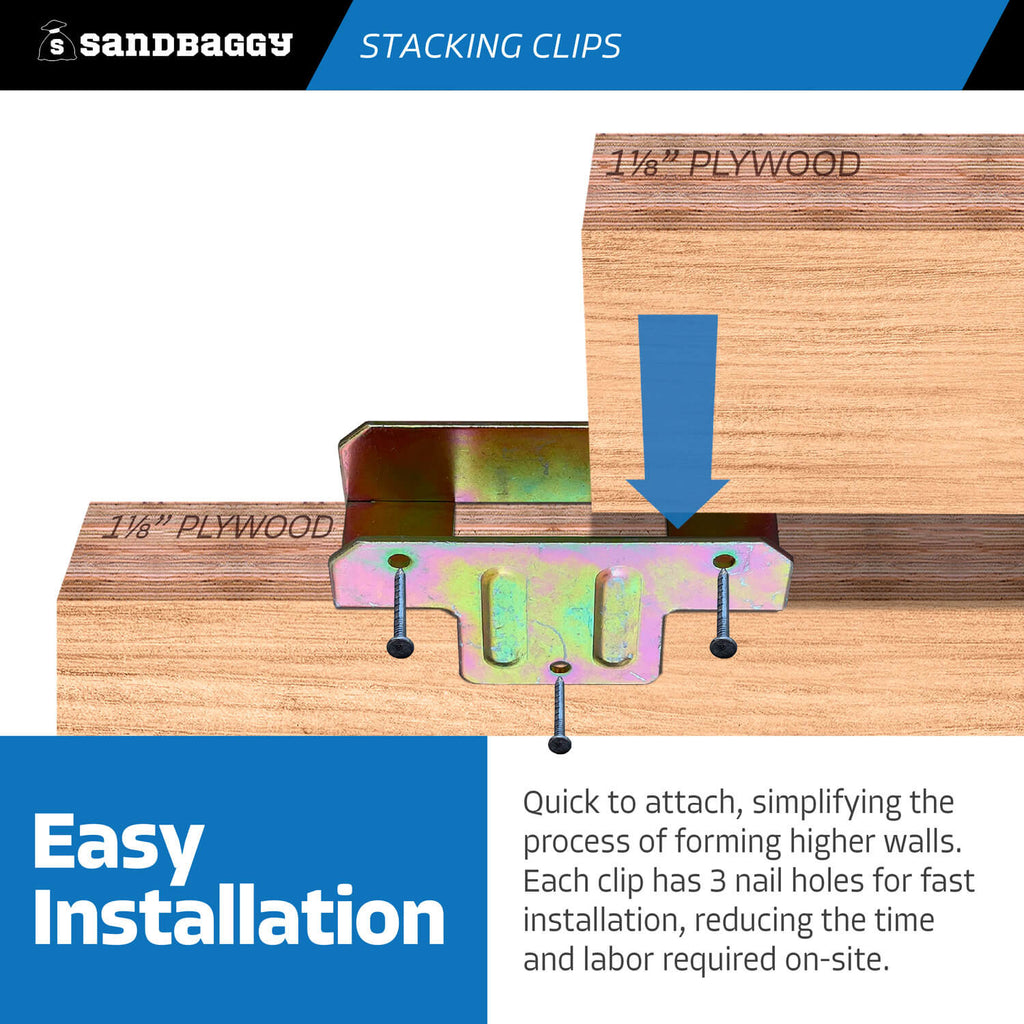 1-1/8" x 1-1/8" stacking clips - connect plywood to plywood