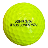 yellow golf balls with bible verse