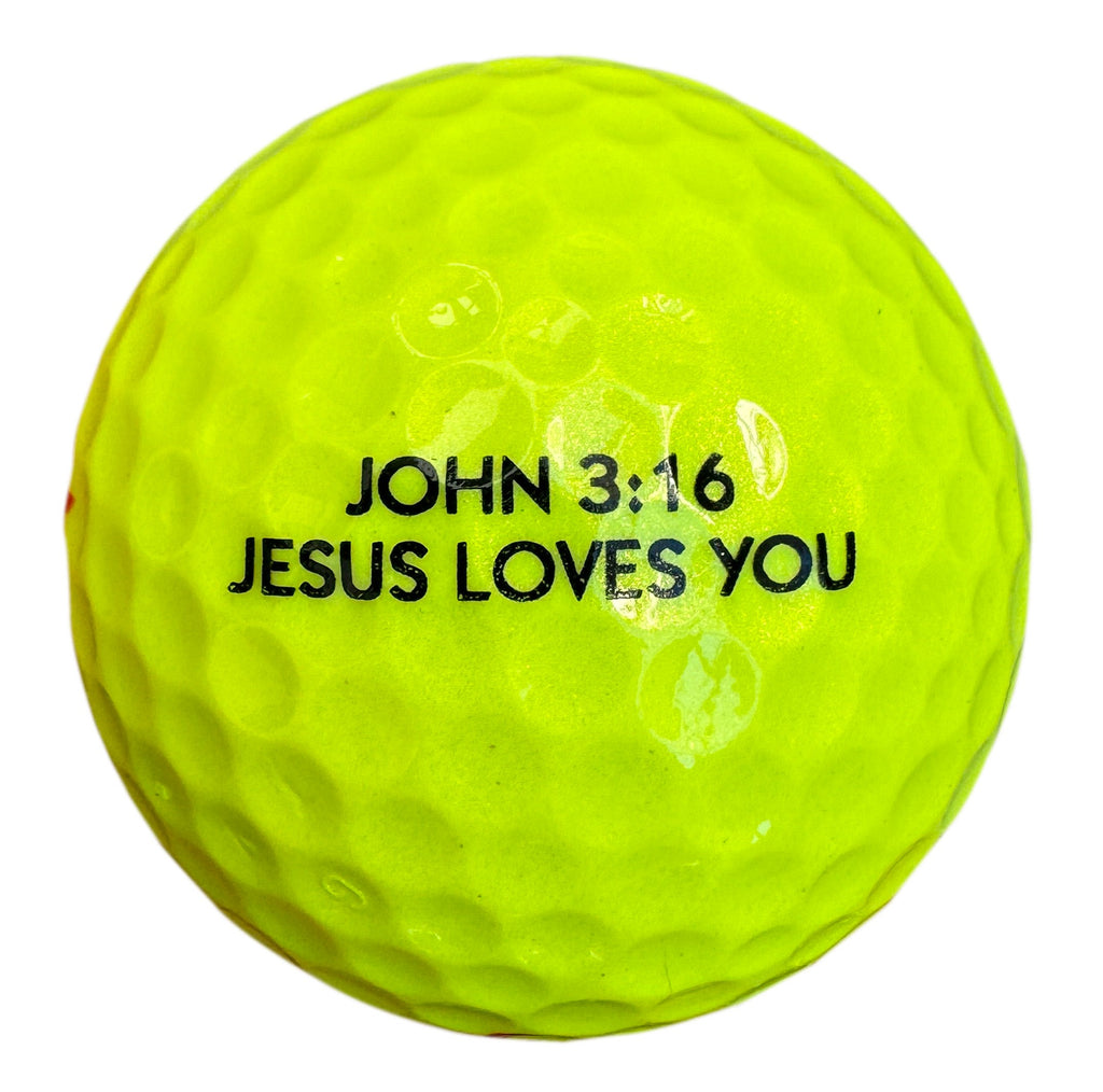 yellow golf balls with bible verse