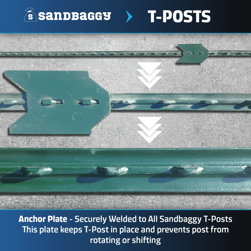 Studded Steel T-Post - Green, sizes: 5 & 6 ft – Sandbaggy