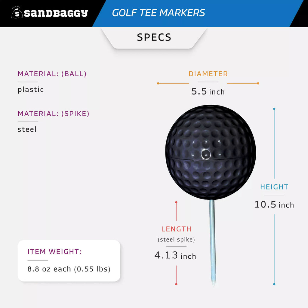 black golf course tee marker - specs