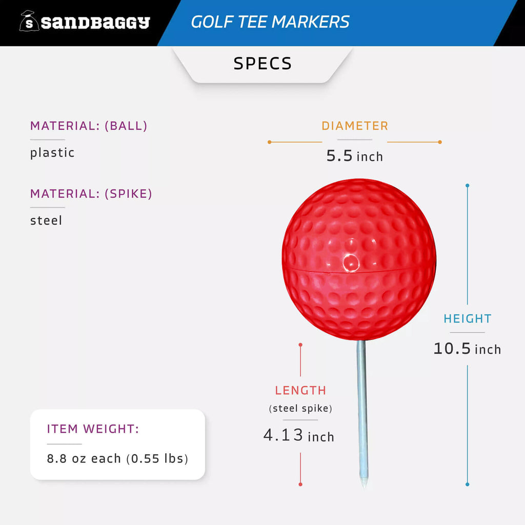 red golf course tee markers - specs