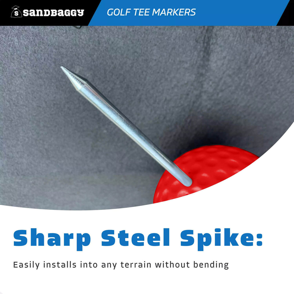 red golf course tee markers - sharp steel spike