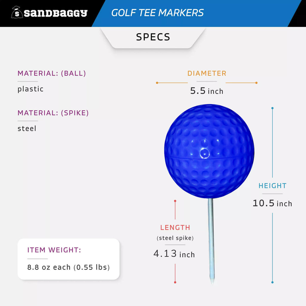 blue tee markers for golf course - specs