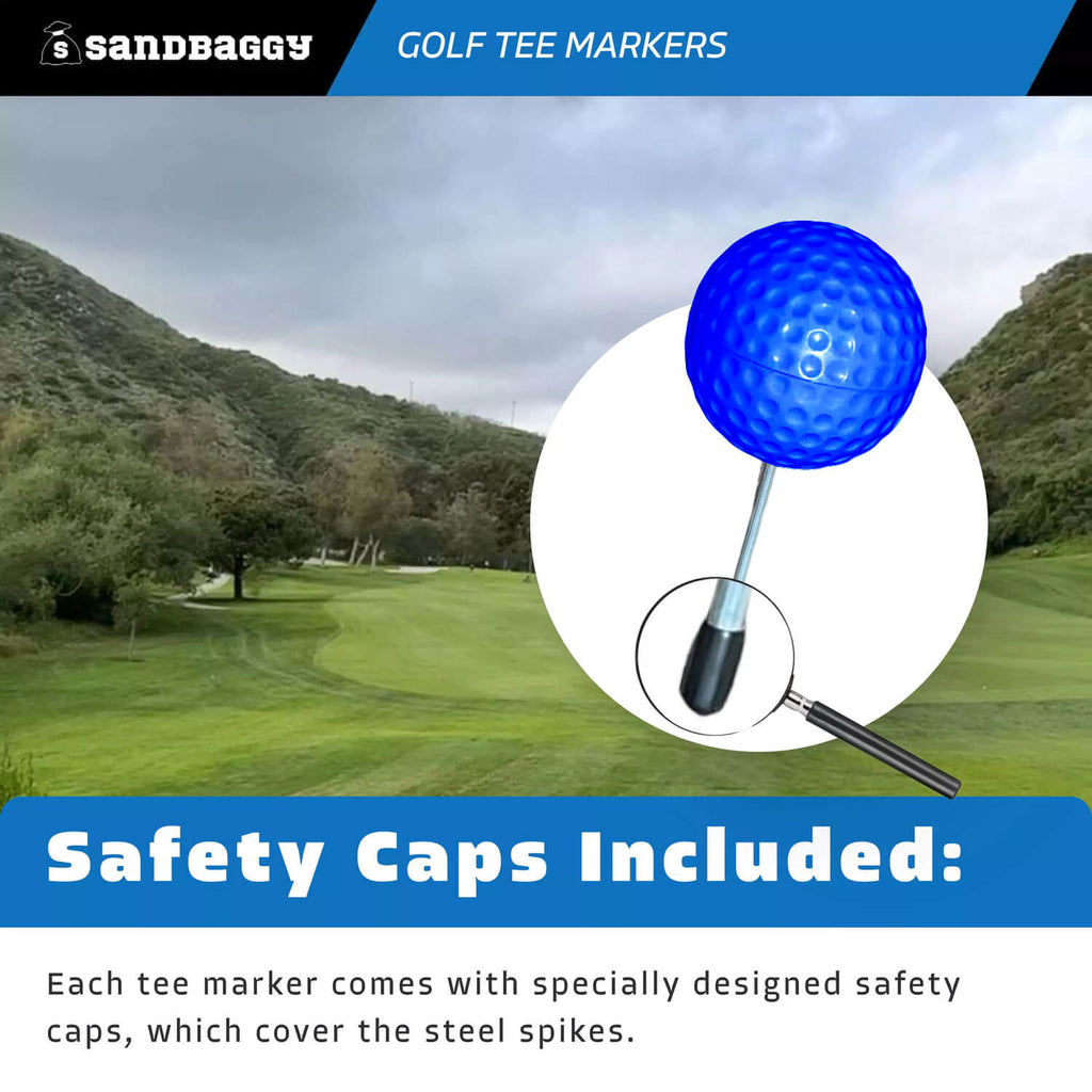 blue tee markers for golf course - safety caps included