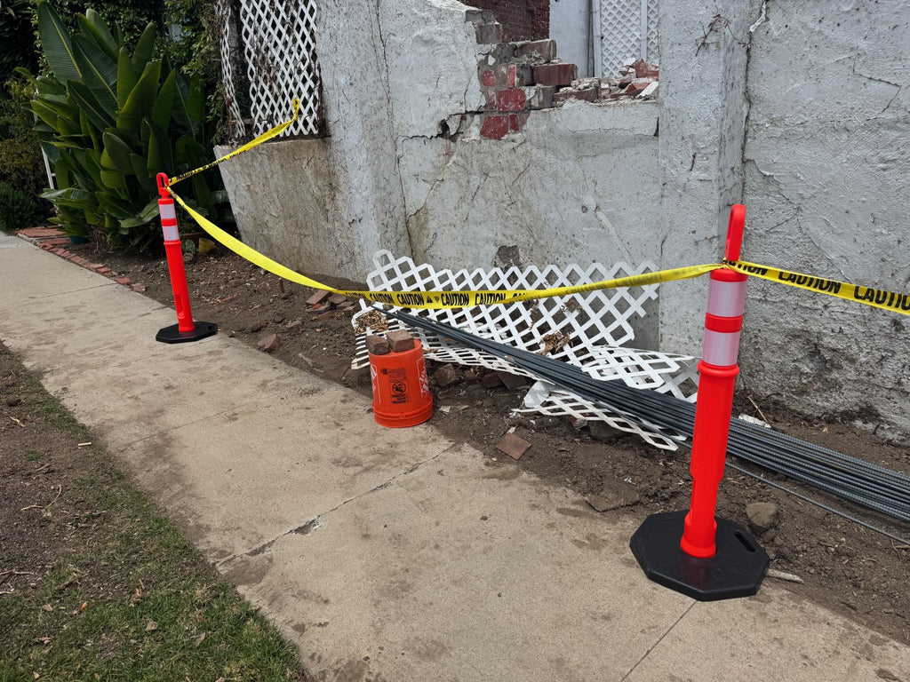 46" Plastic Traffic Delineator Post with Base - Reflective Bands (Orange)