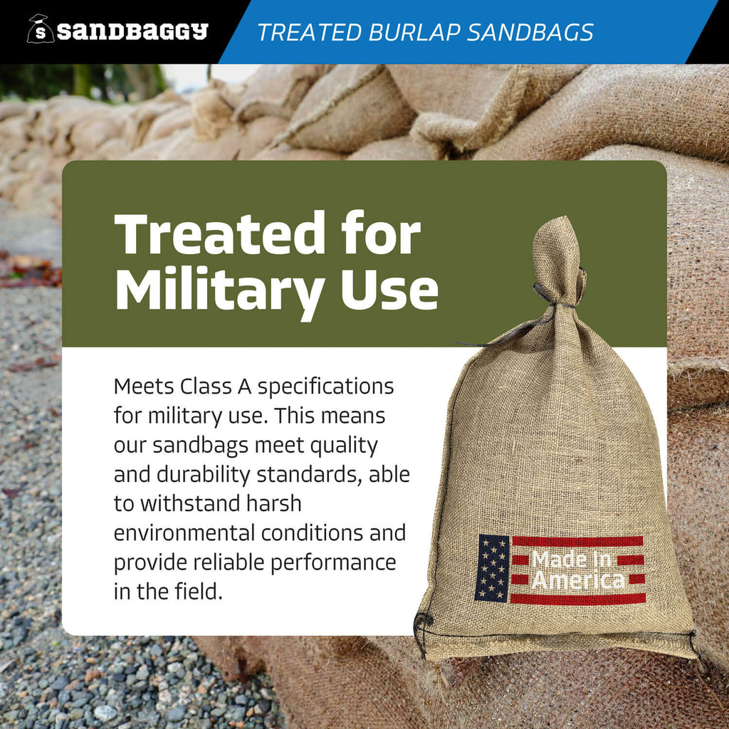 Treated Burlap Sandbags - Miltary Grade