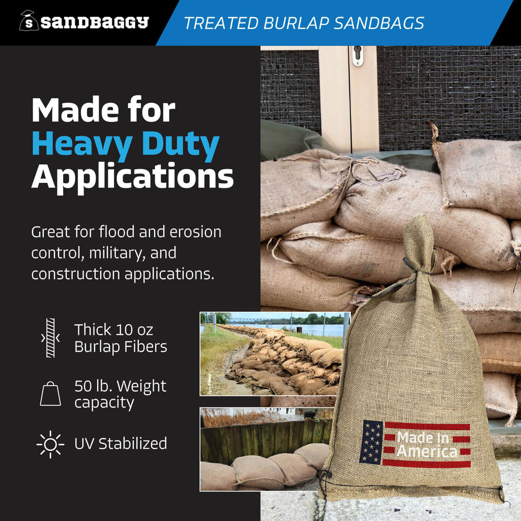Treated Burlap Sandbags for Flooding