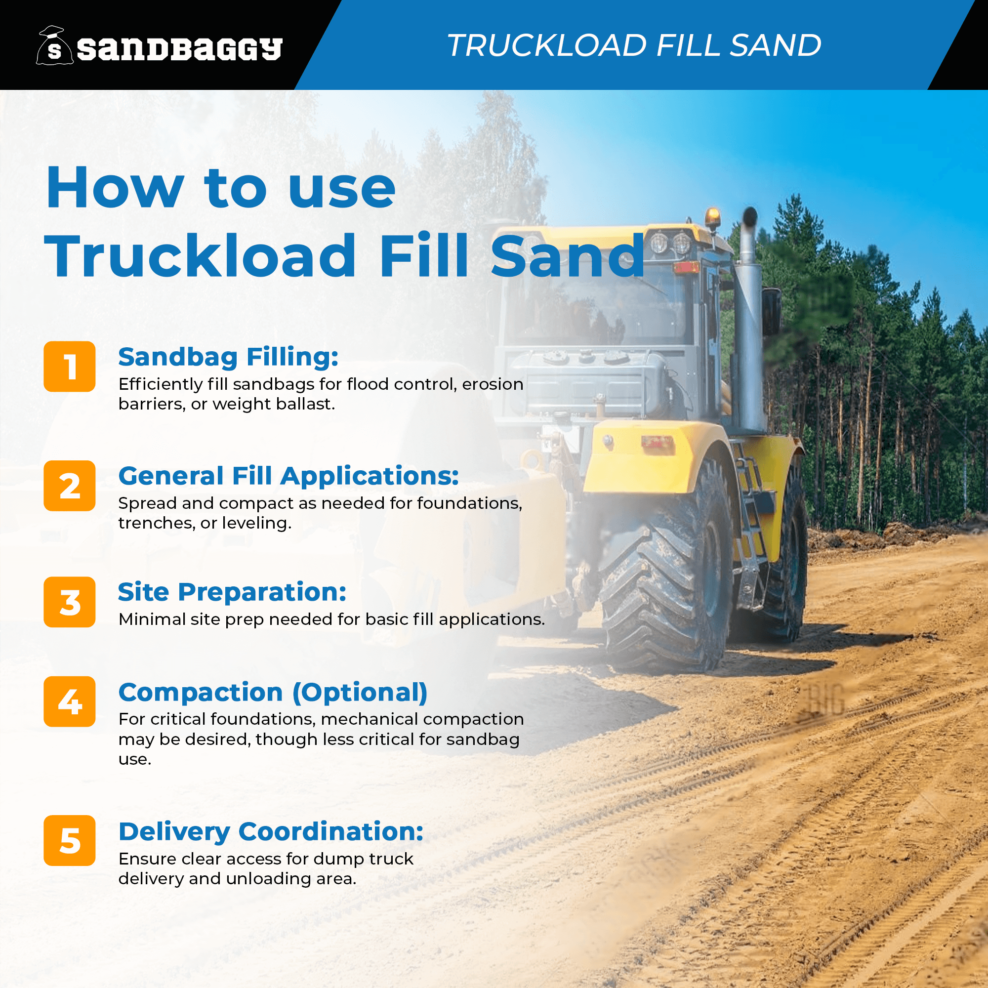 Cheap Truckload Fill Sand | Sandbags & General Fill | Sandbaggy