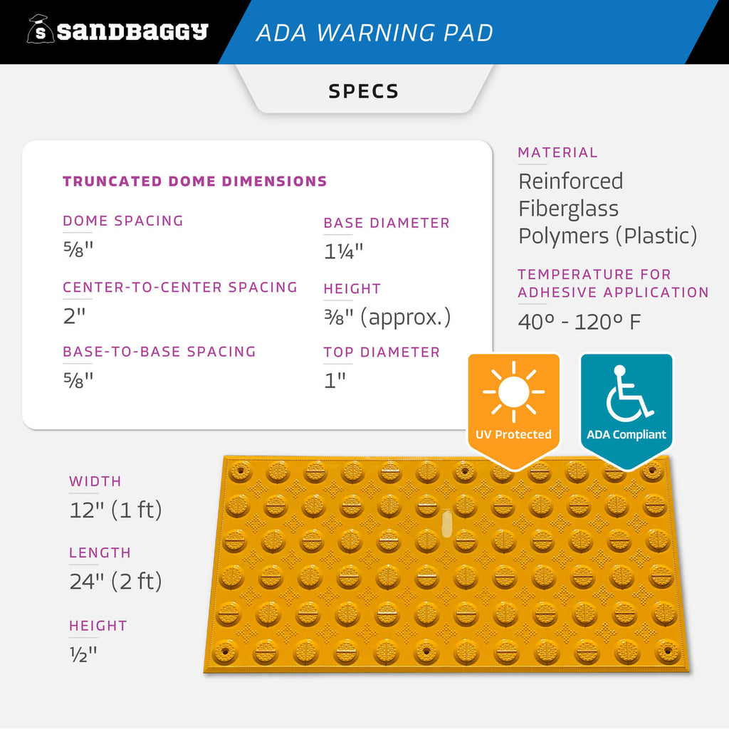 12" x 24" truncated domes (yellow) - ada compliant SPECS