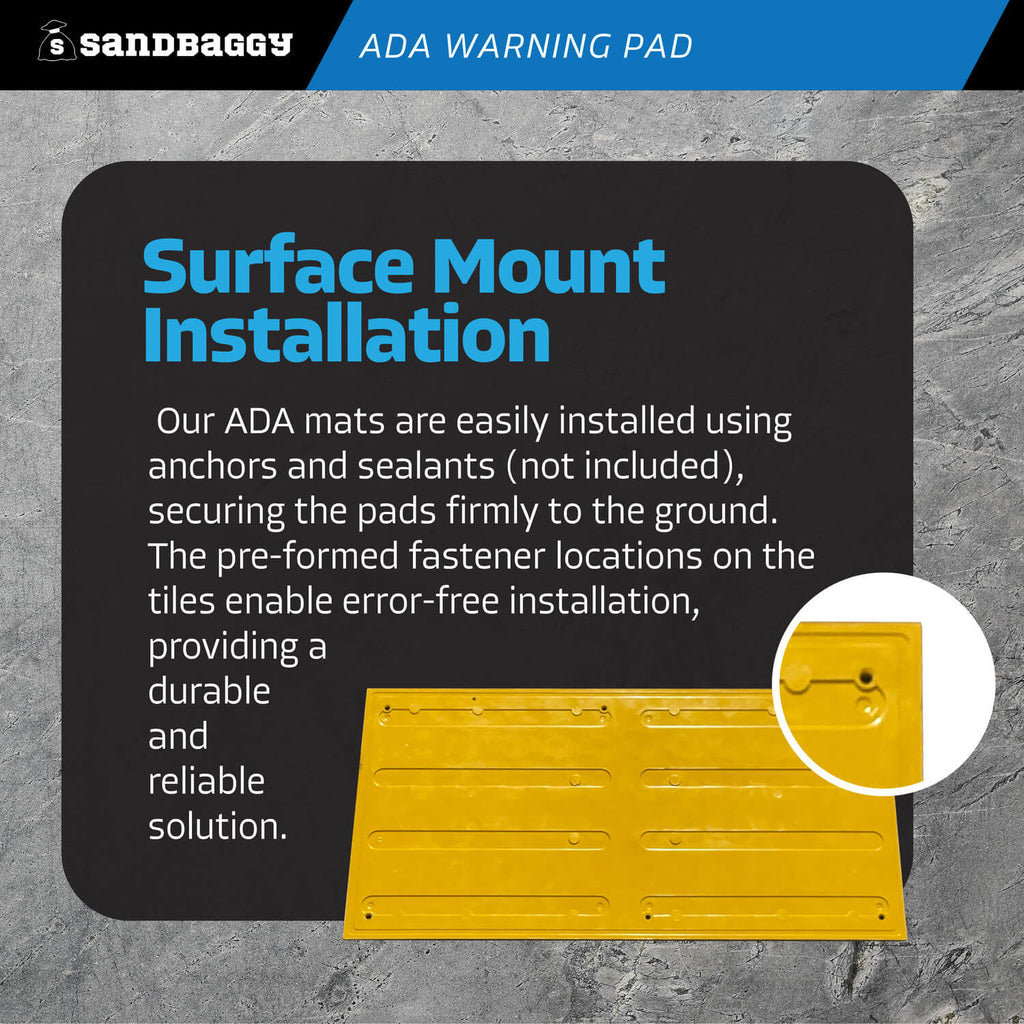 12" x 24" truncated domes (yellow) - Surface Mount Installation