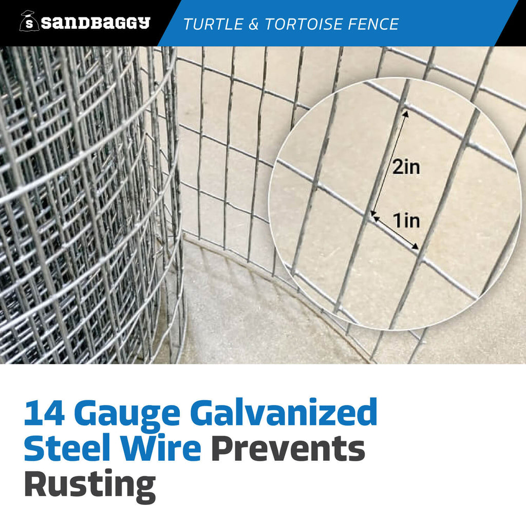 14 Gauge Galvanized tortoise fence with mesh size 1" x 2"