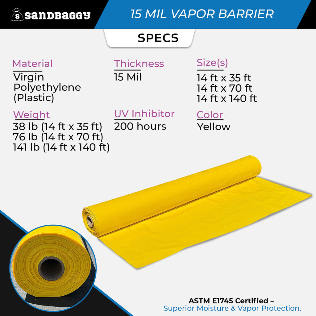 15 Mil Vapor Barrier – Polyethylene Visqueen (USA Made)