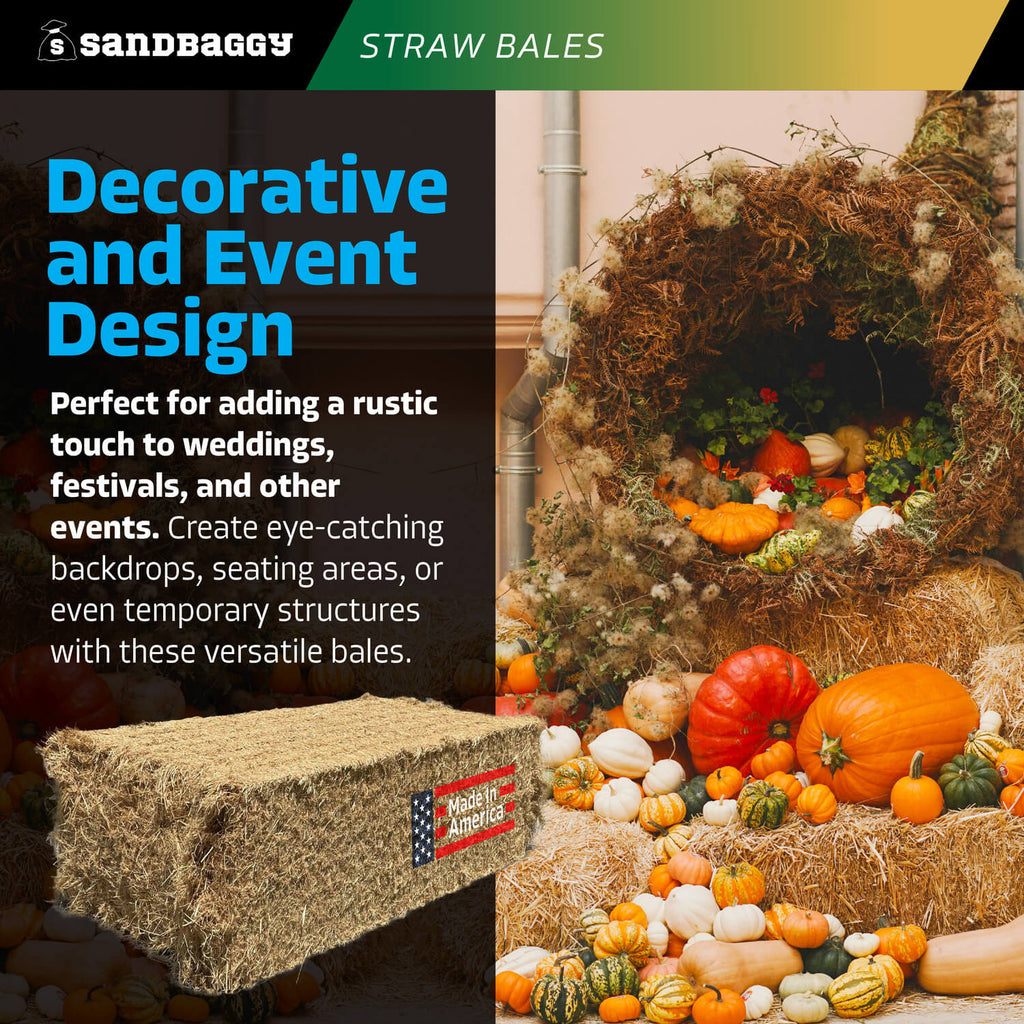 extra large weed free straw bales for decorations and rustic theme