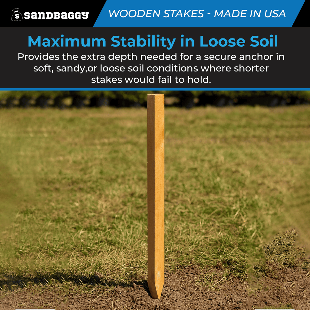 Wood stakes for Maximum Stability in Loose Soil