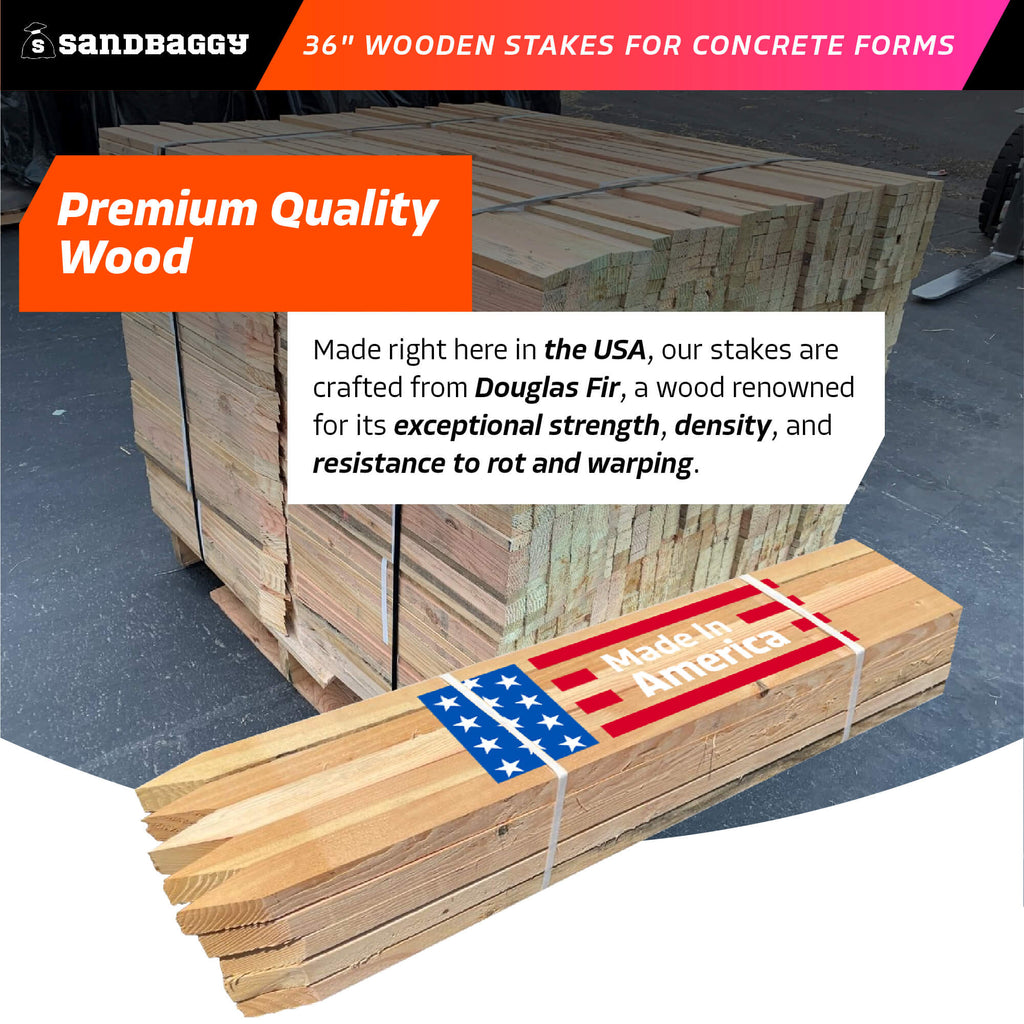 3 ft wooden stakes for concrete forms - Made in the USA