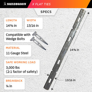 x flat ties specifications