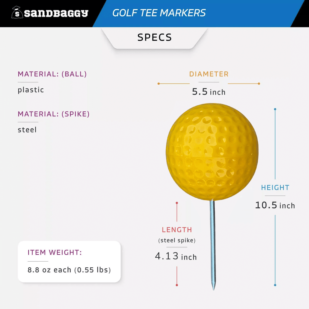 Yellow golf tee markers