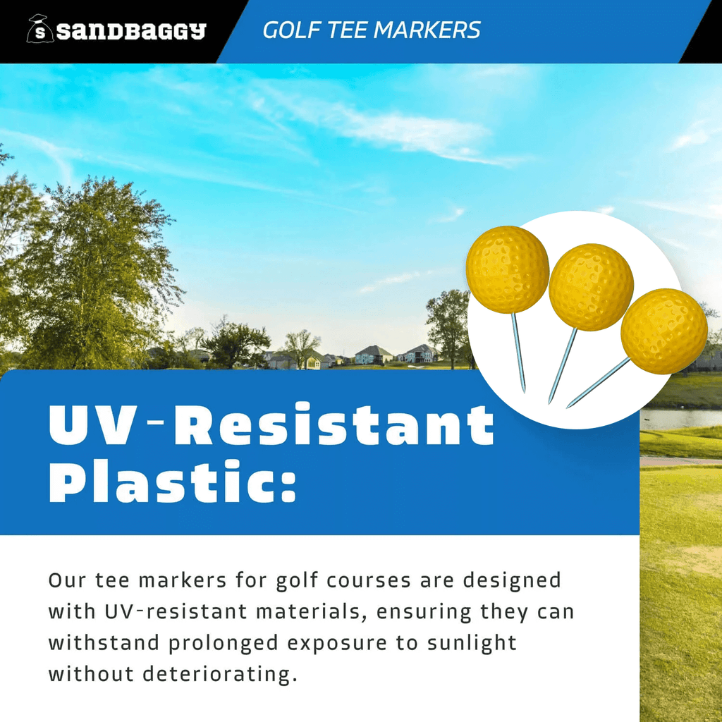 Yellow UV resistant golf tee marker