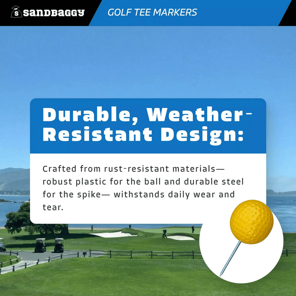 Yellow durable and weather resistant design tee marker 
