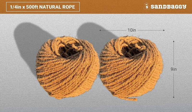 Sisal Rope - 1/4 Inch X 500 Feet [100% Cat Friendly] – Sandbaggy