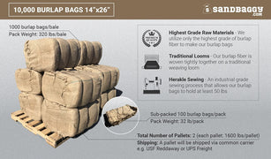 burlap bags wholesale on a pallet