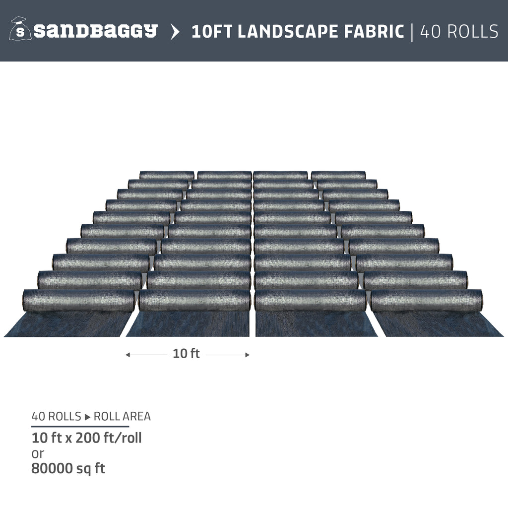 10 ft x 200 ft landscape weed barrier fabric in bulk (40 Rolls)