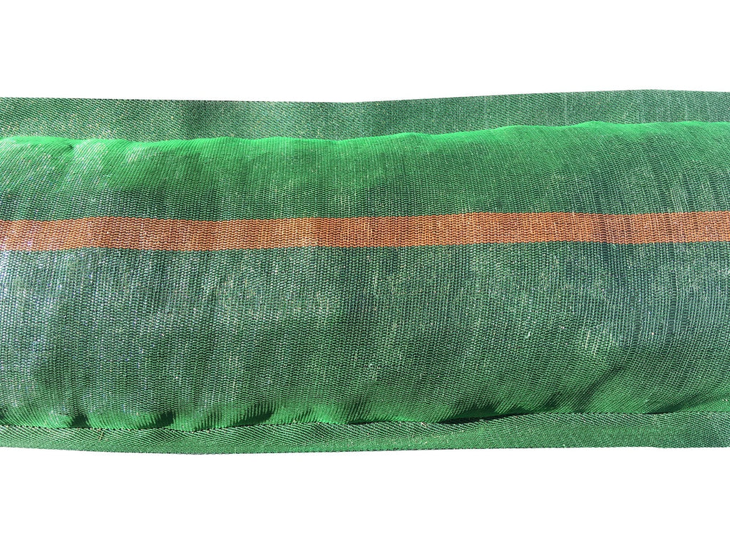 Green Mesh Tube Sandbags: filled and close up look