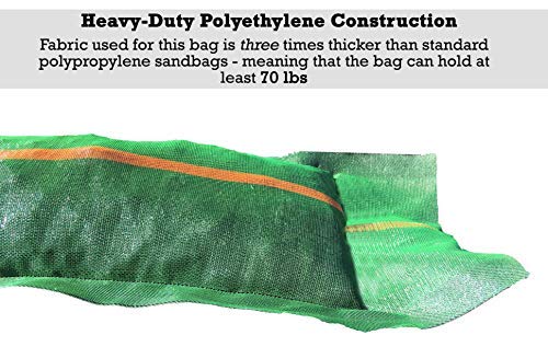 Sandbaggy 11" x 48" tube sandbags have heavy-duty polyethylene construction. Fabric used in this bag is three times thicker than standard polypropylene sandbags, meaning that the bag can hold at least 70 lbs.