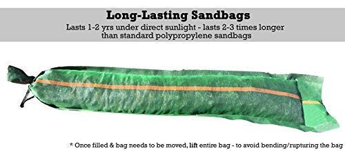 Sandbaggy 11" x 48" tube sandbags are long-lasting sandbags. UV Resistant, they last 1-2 years under direct sunlight and last 2-3 times longer than standard polypropylene sandbags.
