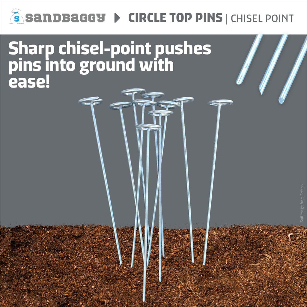 6 in. or 12 in. Circle Top Landscape Pins Galvanized (Easy Installation) - 8 Gauge Steel