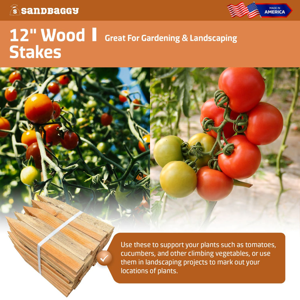 12" Wooden Gardening Stakes