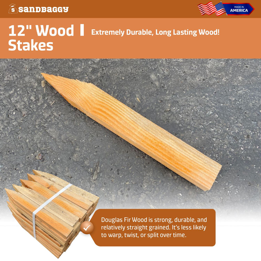 Heavy Duty 12" Wooden Stakes