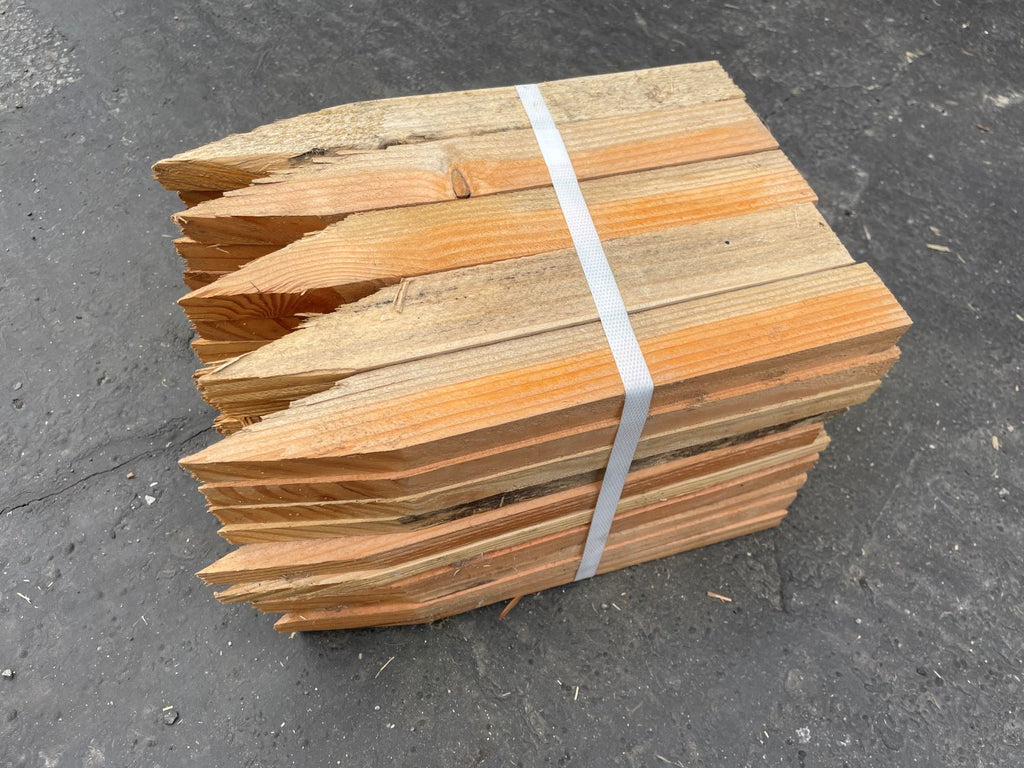 Wood Stakes for construction sold on pallet in bundles of 50 stakes