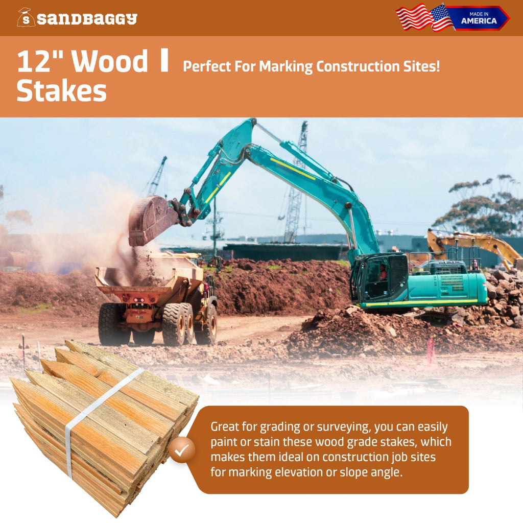 12" Wood Stakes for Construction