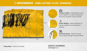 50 Pack of Long Lasting 14" x 26" Polyethylene Sandbags