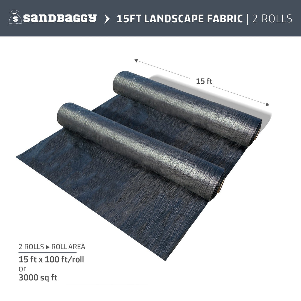 15 ft x 100 ft landscape weed barrier fabric for sale (2 Rolls)