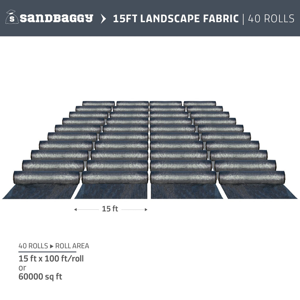 15 ft x 100 ft landscape weed barrier fabric in bulk (40 Rolls)
