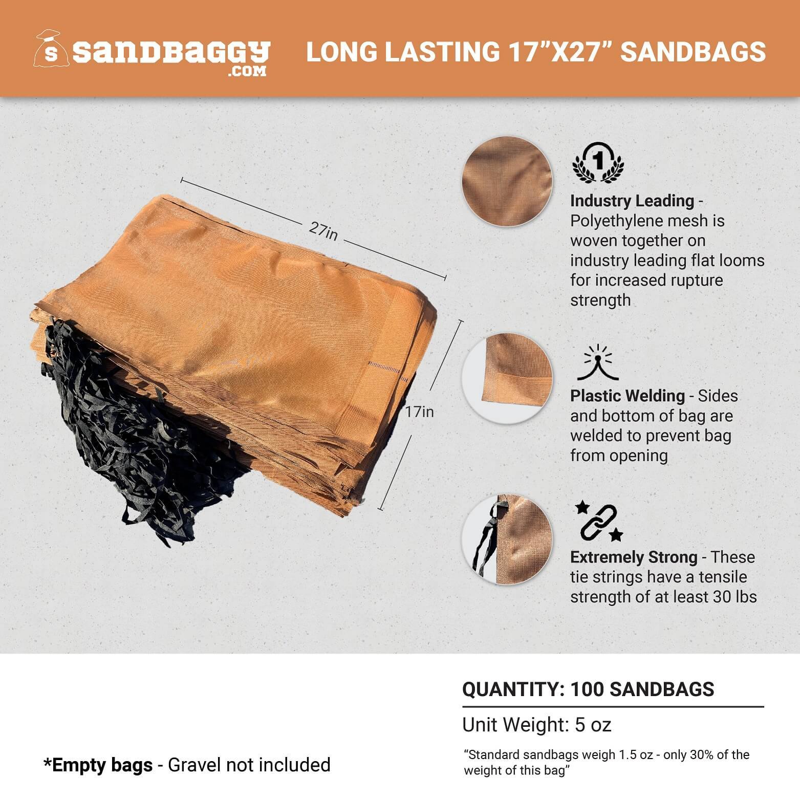 Polyethylene Sandbags - Long Lasting, Heavy Duty – Sandbaggy