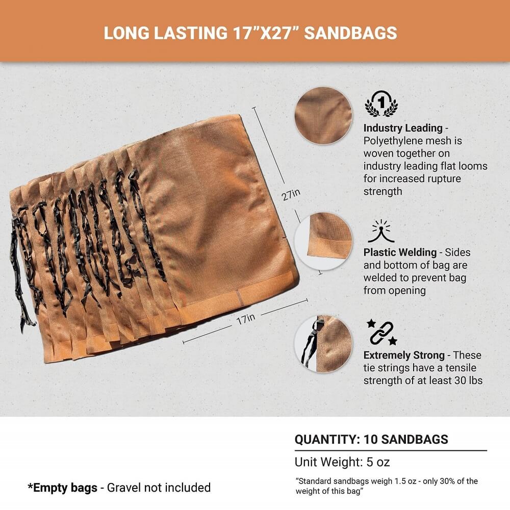 Sandbaggy Empty Polyethylene Sandbags are long lasting and heavy duty (10 Pack)