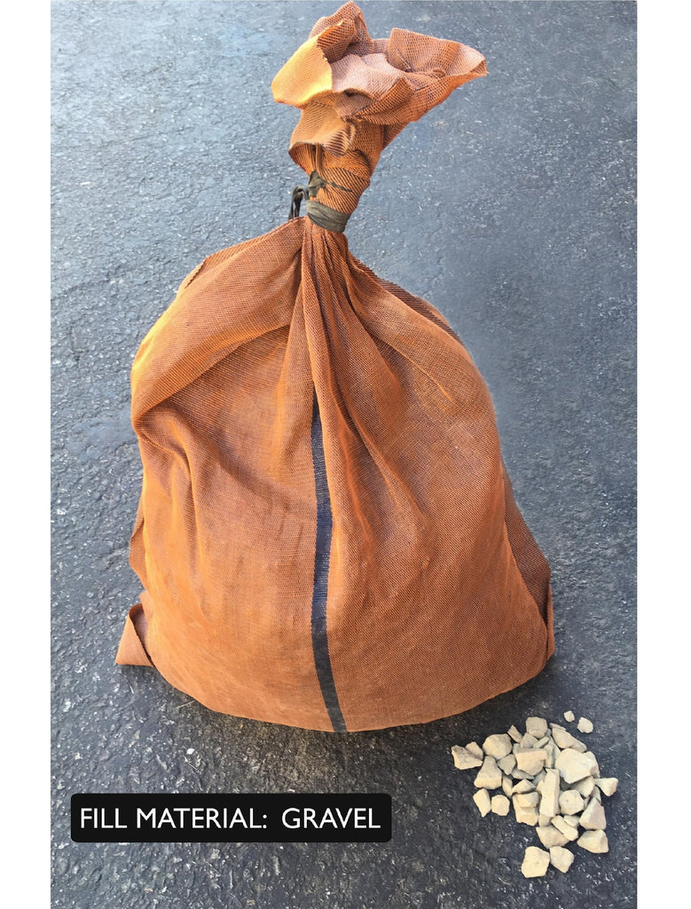 Brown 17x27 Monofilament, Long-Lasting Polyethylene Sandbag filled with gravel