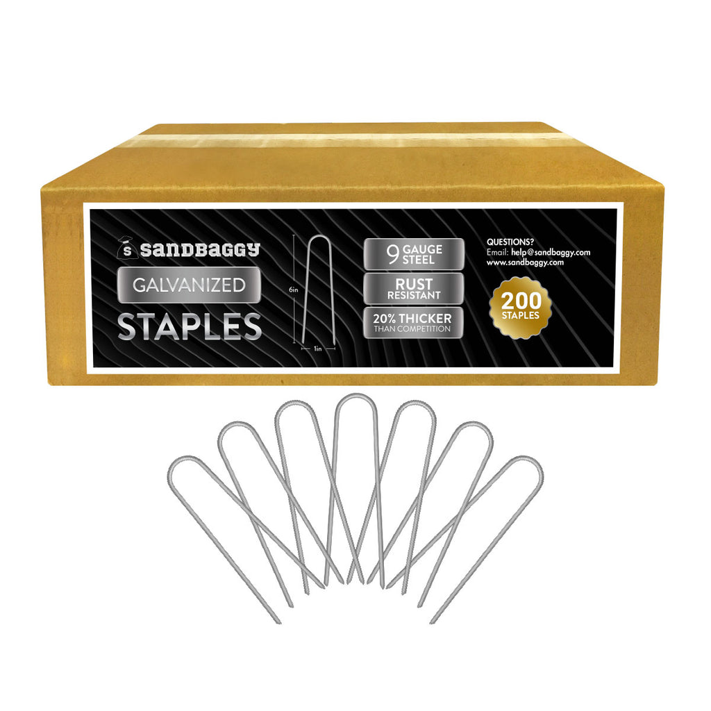 200 Pack of Round Top Landscape staples made from 9 gauge galvanized steel 