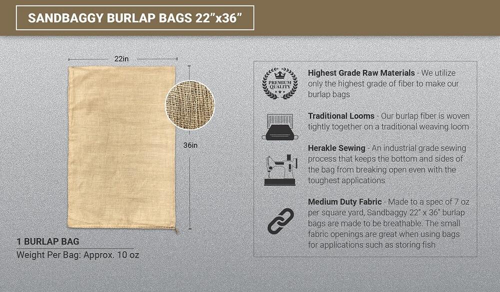 22" z 36" Burlap bags