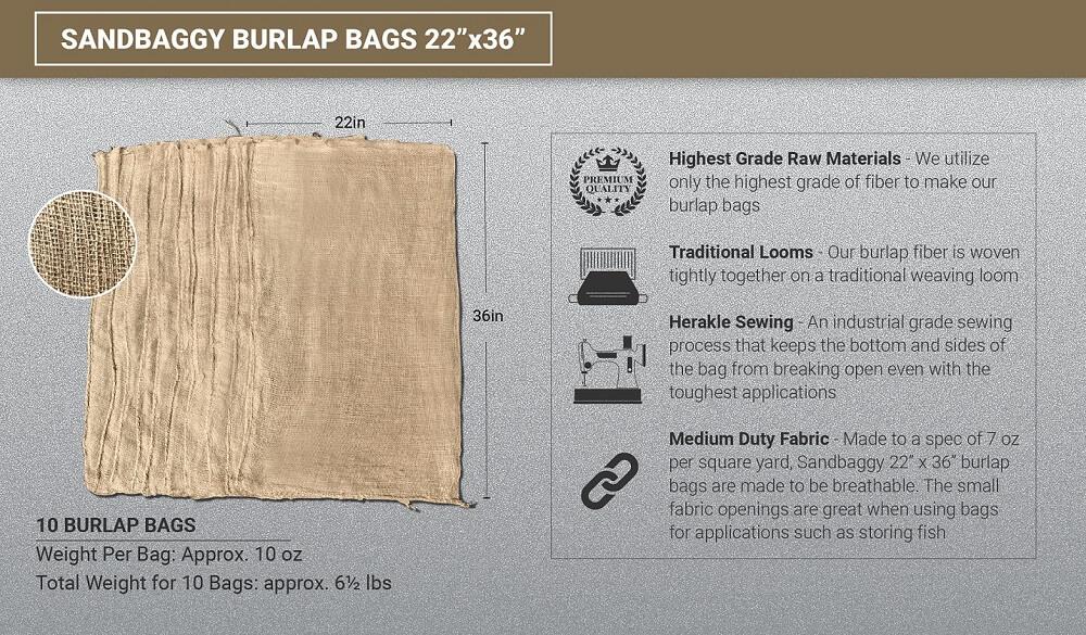 large heavy duty burlap bags 10 pack