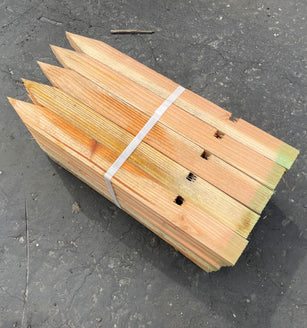 bundle of 50 biodegradable wood stakes for erosion control.